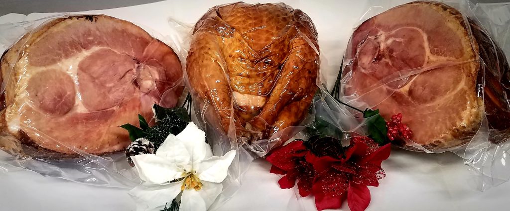 Smoked hams and smoked turkey